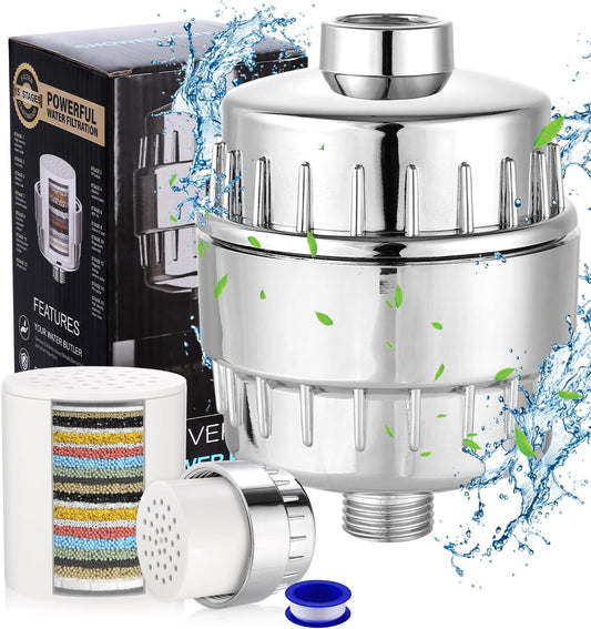 AquaVive Premium 25-Stage Universal Shower Filter & Water Softener